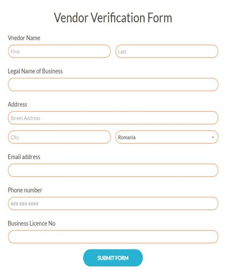Vendor verification form